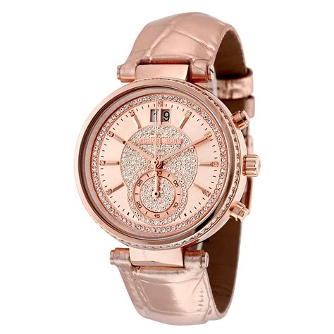 rose gold leather watch michael kors